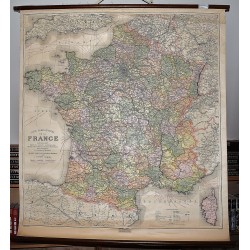 Carte Administrative de la France: Chemins de fer, Routes Principales, Voies Navigable (Large Pull Down Map)